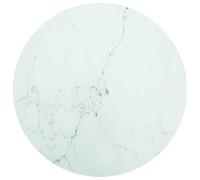 vidaXL Table Top White ?70x0.8 cm Tempered Glass with Marble Design