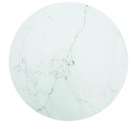 vidaXL Table Top White Ø90x1 cm Tempered Glass with Marble Design