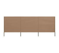 vidaXL Taupe 3-Panel Non-Woven Wind Screen, Outdoor Side Awning with Wooden Poles, Wind Resistant and Portable, 400x160 cm