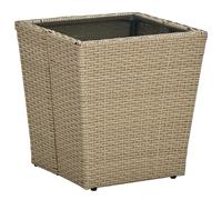 vidaXL Tea Table Beige 41.5x41.5x44 cm Poly Rattan and Tempered Glass, Cream