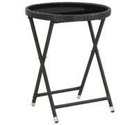 vidaXL Tea Table Black 60 cm Poly Rattan and Tempered Glass