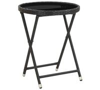 vidaXL Tea Table Black 60 cm Poly Rattan and Tempered Glass UK