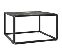 vidaXL Tea Table Black with Black Marble Glass 60 cm Couch Sofa Coffee Desk