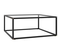 vidaXL Tea Table Black with Tempered Glass 80 cm Accent Couch Sofa Coffee Desk