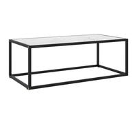 vidaXL Tea Table Black with White Marble Glass 100 cm Accent Couch Coffee Desk
