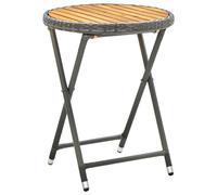 vidaXL Tea Table Grey 60 cm Poly Rattan and Solid Acacia Wood