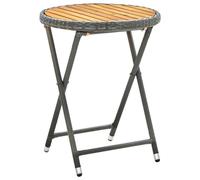 vidaXL Solid Acacia Wood Tea Table Grey 60 cm Poly Rattan Outdoor Furniture