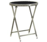 vidaXL Tea Table Grey 60 cm Poly Rattan and Tempered Glass