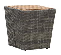 vidaXL Tea Table Grey Poly Rattan and Solid Acacia Wood Patio Stand Furniture
