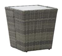 vidaXL Tea Table Grey 41.5x41.5x43 cm Poly Rattan and Tempered Glass, Grey