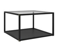 vidaXL Coffee Table Transparent and Black 60x60x35 cm Tempered Glass, Clear