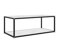 vidaXL Tea Table White Tempered Glass Accent End Coffee Couch Sofa Side Table