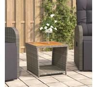 Tea Table with Wooden Top Coffee Table Outdoor End Table Poly Rattan vidaXL