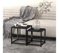 vidaXL 2x Tea Tables MDF Black Living Room Nesting Coffee Side Couch Table