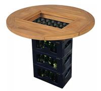 vidaXL Teak Beer Crate Tabletop 70 cm Outdoor Wine Cider Storage Party Table