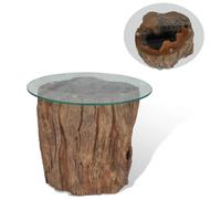 Teak Coffee Table Glass Tabletop 50x40cm End Living Room Furniture vidaXL