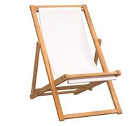 vidaXL Teak Deck Chair 56x105x96cm Cream Outdoor Garden Beach Foldable Seat