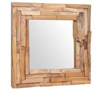 vidaXL Teak Decorative Mirror 60x60cm Square Bathroom Wall Makeup Glass Decor
