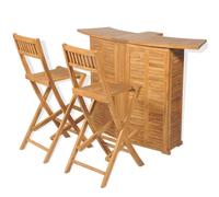 vidaXL Teak Outdoor Bar Set 3 Piece Foldable Garden Furniture Table Stools