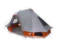 vidaXL Teepee Family Tent Grey and Orange 6 Person Waterproof