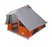 vidaXL Teepee Family Tent Grey and Orange 8 Person Waterproof