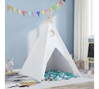 vidaXL Teepee Tent White 120 x 120 x 150 cm Fabric and Plastic
