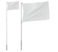 vidaXL Telescopic Aluminium Flagpole - Adjustable Height Portable Flag Pole - Silver - 5.55 m - Ideal for Outdoor, Camping - Weather-Resistant - Easy Setup