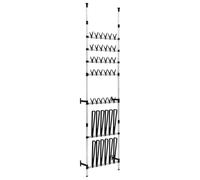 vidaXL Telescopic Shoe Rack with Rods Storage Shelf Unit Standing Organizer Home Decor Living Room Adjustable Height 30 Pairs Aluminium