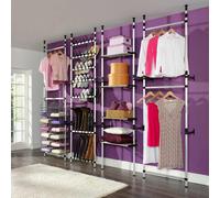 vidaXL Telescopic Wardrobe System with Rods and Shelf Aluminium Clothes Rack