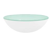 vidaXL Tempered Glass Basin, White Above-Counter Washroom Sink, Durable and Easy-to-Clean for Bathroom, Kitchen, Garage