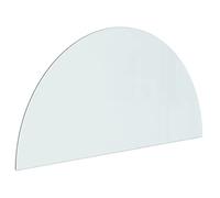 vidaXL Fireplace Glass Plate Spark Protection Plate Floor Covering Fire Resistant Glass Floor Protection Mat Half Round 1000x500 mm