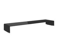 'vidaXL Tempered Glass TV Stand/Monitor Riser in Black - Modern Multifunctional Living Room/Bedroom Furniture for Media Equipment