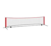 vidaXL Tennis Net Folding Black and Red 396 x 92 x 87 cm Polyester, Modern Tennis Net for Garden and Terrace, Rectangular, Portable, Foldable, Adjustable, Lightweight, UV Resistant