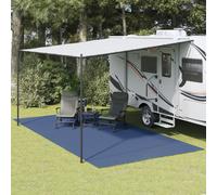 vidaXL Spacious Blue Camping Floor Mat - 6x3m, Durable Polyester & PVC Foam, Fold-to-Fit, Grid Skid-Resistant Design