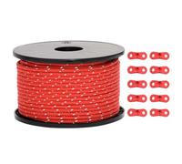 vidaXL Tent Guy Rope 5 mm x 50 m - Red Polypropylene with Reflective Strip, Includes 10 Aluminum Alloy Tensioner Spanners - Durable and Flexible for Camping and Outdoor Activities