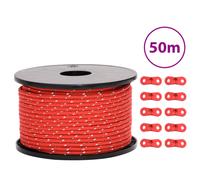 vidaXL Tent Guy Rope with Reflective Strips and Spanners 50 m 5 mm