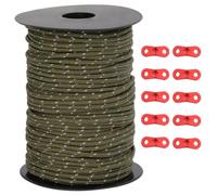 vidaXL Tent Guy Rope - 50 m Green Polypropylene with Reflective Strip and Aluminium Tensioners - Ideal for Camping and Outdoor Activities
