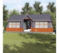 vidaXL 12-Person Camping Tent - Easy Assembly, Waterproof & UV Resistant, Grey/Orange, Collapsible, 295x622x238 cm