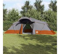 vidaxl 6-Person Camping Tent - Grey/Orange - Polyester & Fiberglass - Waterproof, UV Resistant, Portable, Easy Setup - 721 x 335 x 212 cm