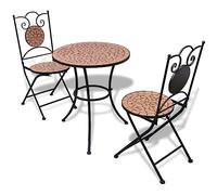 vidaXL Bistro Table 60cm Mosaic with 2 Chairs Terracotta Outdoor Furniture