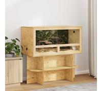 vidaXL Terrarium Brown 100 x 50 x 100 cm OSB, Animal Terrarium, Compact Habitat, Rustic Housing, Sliding Door, LED Suitable for Pets