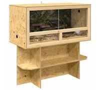 vidaXL Terrarium Brown 100 x 50 x 100 cm OSB, Animal Terrarium, Compact Habitat, Rustic Housing, Sliding Door, LED Suitable for Pets