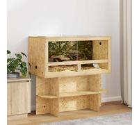 vidaXL Terrarium Brown 100 x 50 x 100 cm OSB, Animal Terrarium, Compact Habitat, Rustic Housing, Sliding Door, LED Suitable for Pets