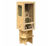 vidaXL Terrarium Brown 50 x 50 x 150 cm OSB, Rustic, Durable Reptile Enclosure, Square Terrarium Display, Indoor Pet Habitat, Glass, Animal Housing Setup