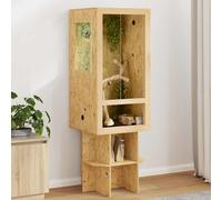vidaXL Terrarium Brown 50 x 50 x 130 cm OSB, Rustic, Robust Reptile Shelter, Square Terrarium Display, Glass House for Pets