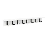 vidaXL The White Wall Mounted Coat Rack Made of Engineered Wood Measures 80 x 10.5 cm. It has metal hooks and a matte finish. Ideal for entryways, It is a practical organizer for the interior