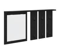 vidaXL This is a black engineered wood wall coat rack, 85 x 10 x 45 cm. It has metal hooks and is perfect for organizing your hallway. Stable, durable, and made for indoors