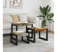 vidaXL Three Piece Nesting Tables Solid Reclaimed Wood