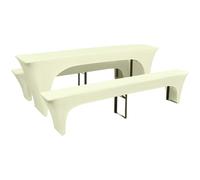 vidaXL Three Piece Slipcover for Beer Table/Benches Stretch Cream