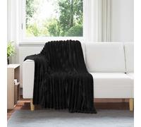 Throw Blanket Black 150 x 130 cm Fleece
